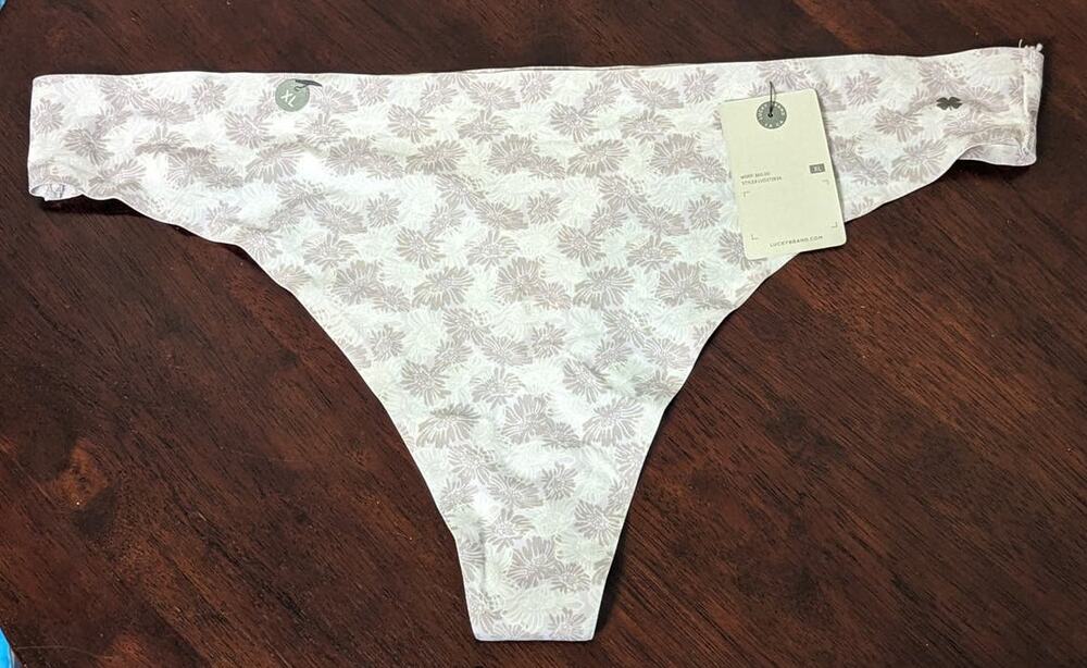 New Lucky Brand Light Purple & Gray Floral Thong Panties Size XL